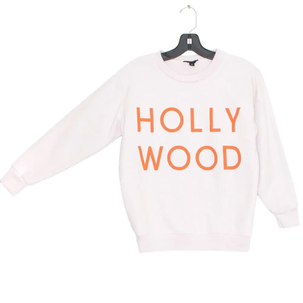 J Crew Womens Sweatshirt Hollywood Spell Out Pullover Crewneck Pink XS ER